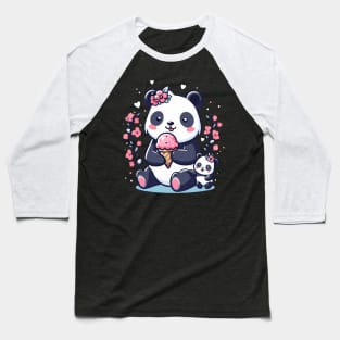 Pandas family eating ice cream Baseball T-Shirt